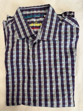 Robert Graham Purple and Blue Striped Casual Button Down Shirt